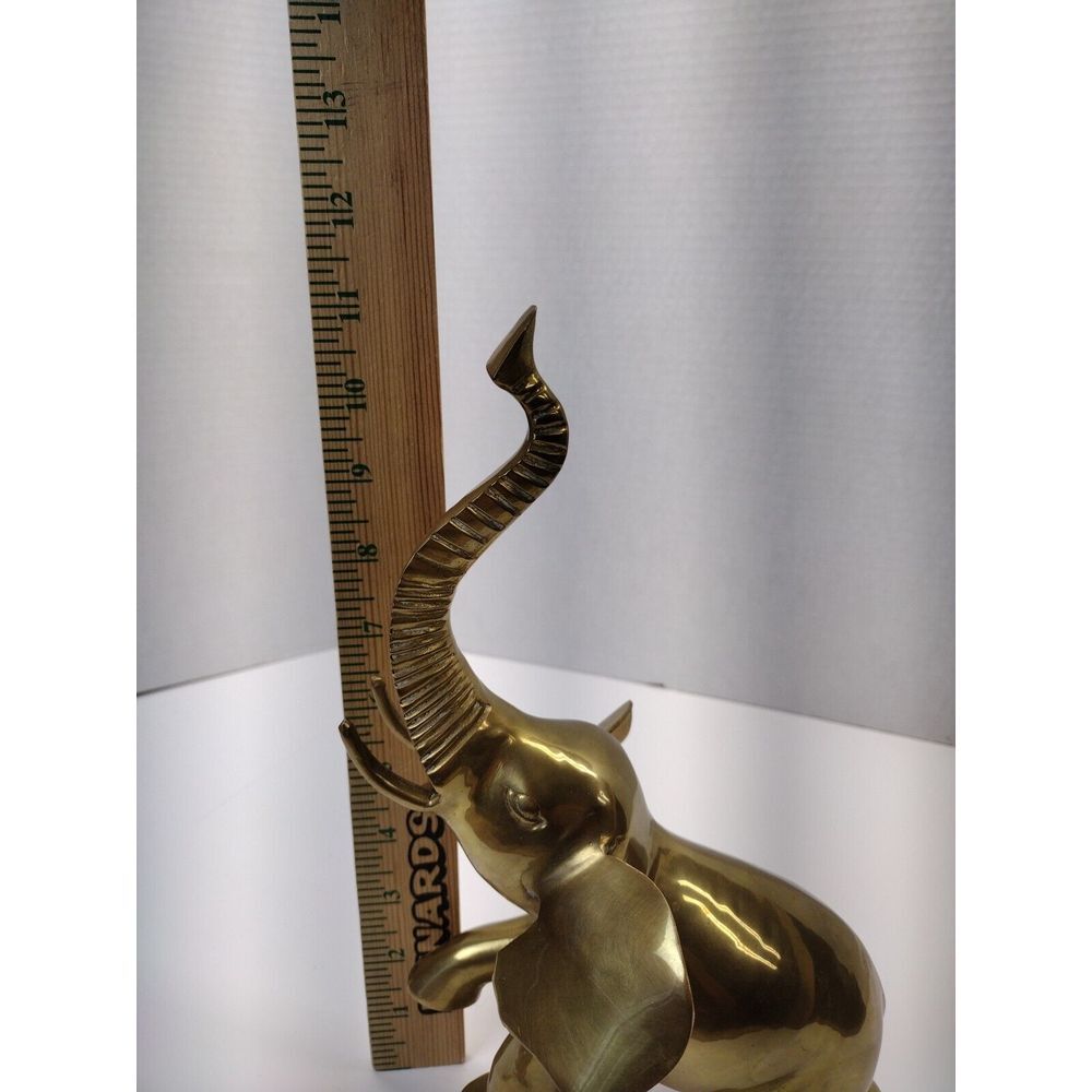Vintage Brass Circus Elephant Statue African Elephant Trunk Up Good Luck - Picture 6 of 7